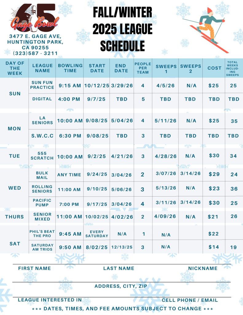 fall leagues